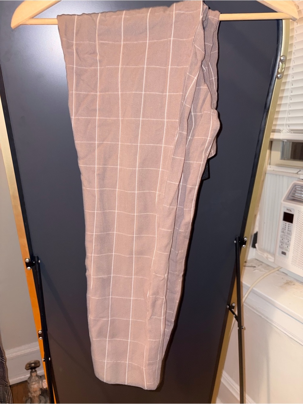 a new day Taupe Windowpane Plaid Trousers